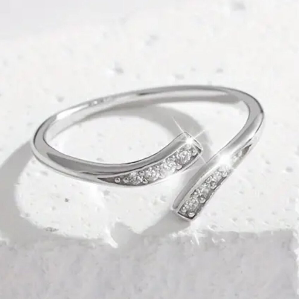 Silver Ring CZ Rhinestone Adjustable Toe or Finger 🤍 NEW - Picture 2 of 7